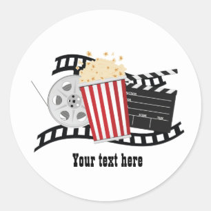 Fun movie lovers add text classic round sticker
