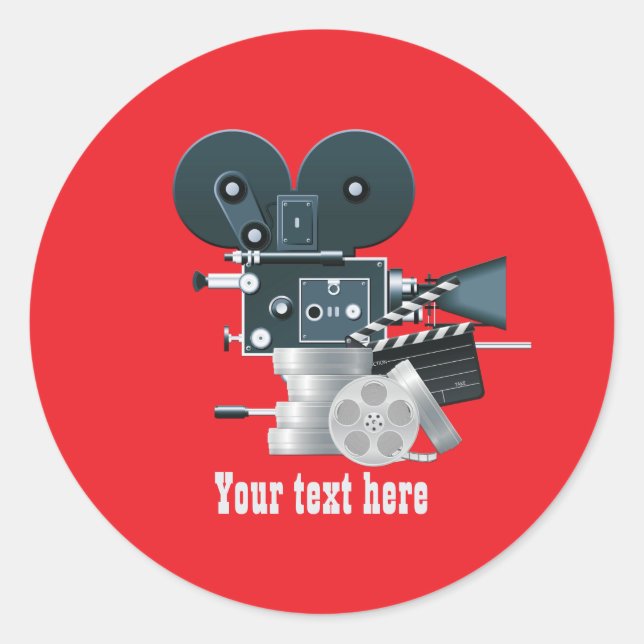 Fun movie lovers add text classic round sticker (Front)