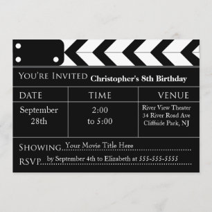 Fun Movie Night Birthday Party Invitations