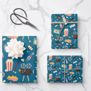 Fun Movie Night Film Popcorn Pattern Wrapping Paper Sheet