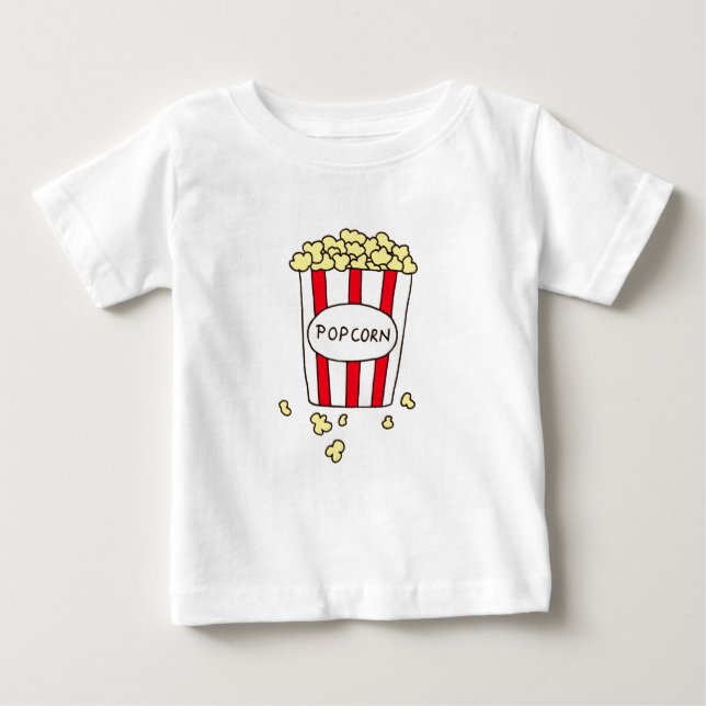 Fun Movie Theatre Popcorn in Red White Bucket Baby T-Shirt (Front)