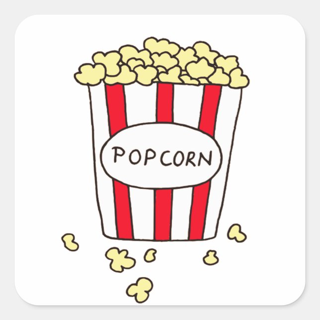 Fun Movie Theatre Popcorn in Red White Bucket Square Sticker (Front)