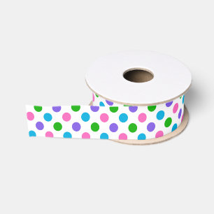 FUN! Multi-colour Polka Dots (Any Background Grosgrain Ribbon