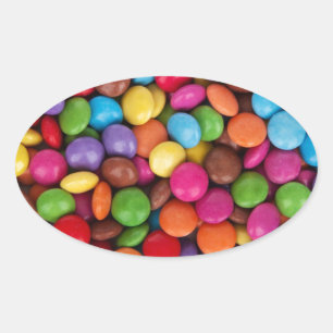 Fun Multi-coloured candy sweets pattern accessory Oval Sticker