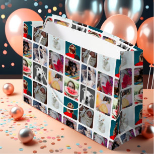 Fun Multi Photo Instagram Pattern Large Gift Bag