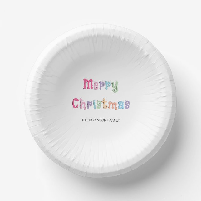 Fun Multicolor Merry Christmas Paper Bowls Plate (Front)