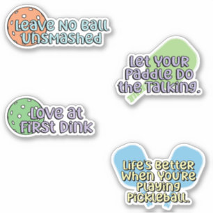 Fun Multicolor Pickleball Player Sticker Pack