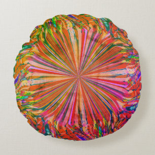Fun Multicolour Rainbow Art by Heva Weva Round Cushion
