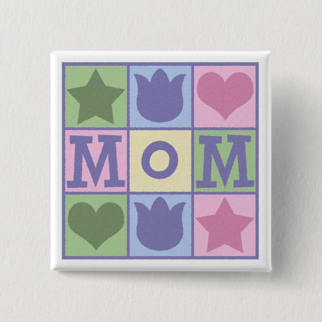 Fun Mum Quilt Squares Square Button (Front)