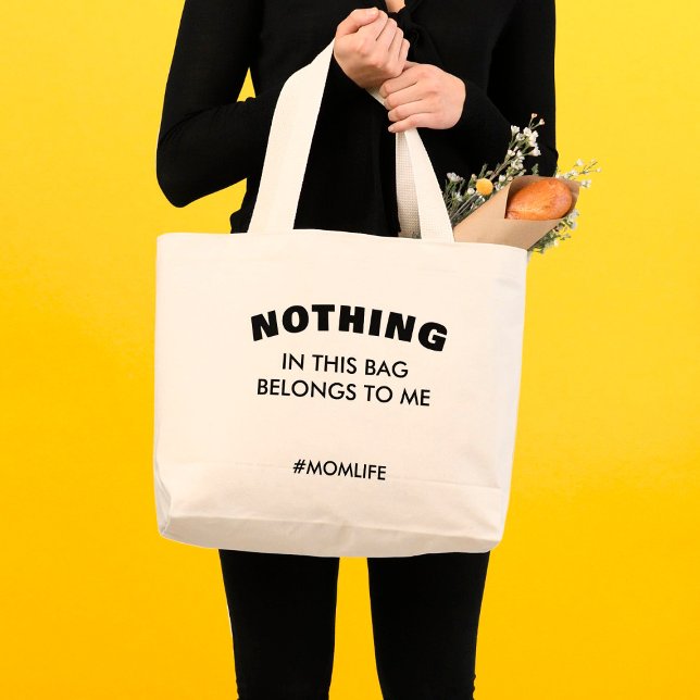 Fun Mum Text Momlife Bold Typography Mama gift Large Tote Bag (Creator Uploaded)