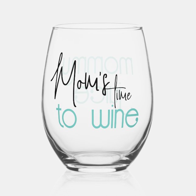 Fun Mummy Juice Mum's Time to Wine  Stemless Wine Glass (Front)