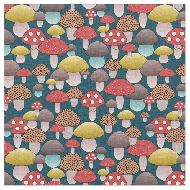 Fun mushroom seamless pattern fabric (Close Up)