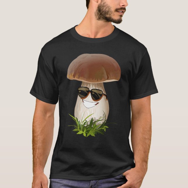 Fun Mushrooms Foraging Mycology Fungi Happy Mushro T-Shirt (Front)