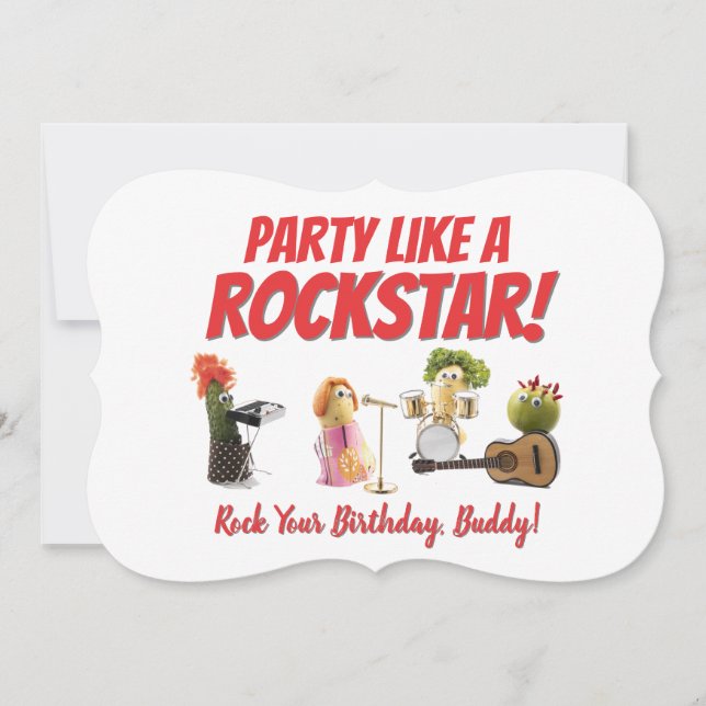 Fun music birthday card friend buddy food pun vege (Front)