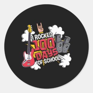 Fun Music Guitar I Rocked 100 Days Of School Classic Round Sticker