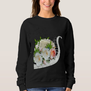 FUN MUSIC ROSE PIANO MUSIC NOTES & FLOWERS CLUSTER SWEATSHIRT