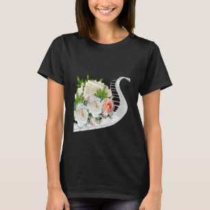 FUN MUSIC ROSE PIANO MUSIC NOTES & FLOWERS CLUSTER T-Shirt
