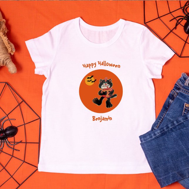 Fun Name Halloween Cute Black Cat Moon Bats Toddler T-Shirt (Creator Uploaded)
