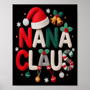 Fun Nana Claus Santa Claus Grandma Family Matching Poster