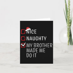 Fun Naughty Nice Christmas Family Pajama Men Women Card