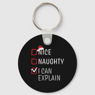Fun Naughty Nice Christmas Family Pajama Men Women Key Ring