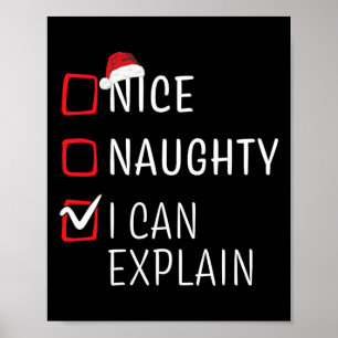 Fun Naughty Nice Christmas Family Pajama Men Women Poster