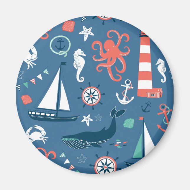 Fun Nautical Graphic Pattern Magnet (Front)