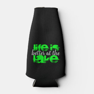 fun nautical LIFE IS BETTER AT THE LAKE Bottle Cooler