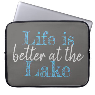 fun nautical LIFE IS BETTER AT THE LAKE   Laptop Sleeve