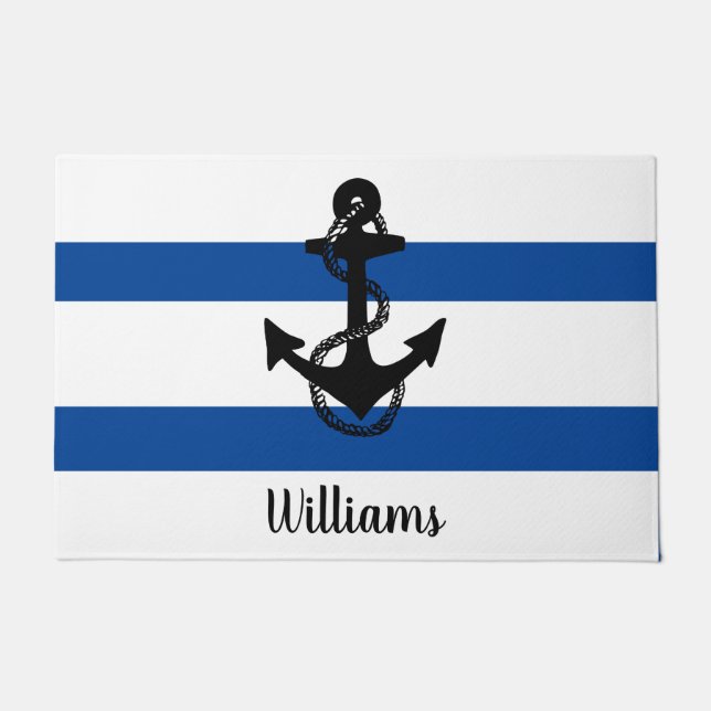 fun nautical STRIPES + ANCHOR | Doormat (Front)