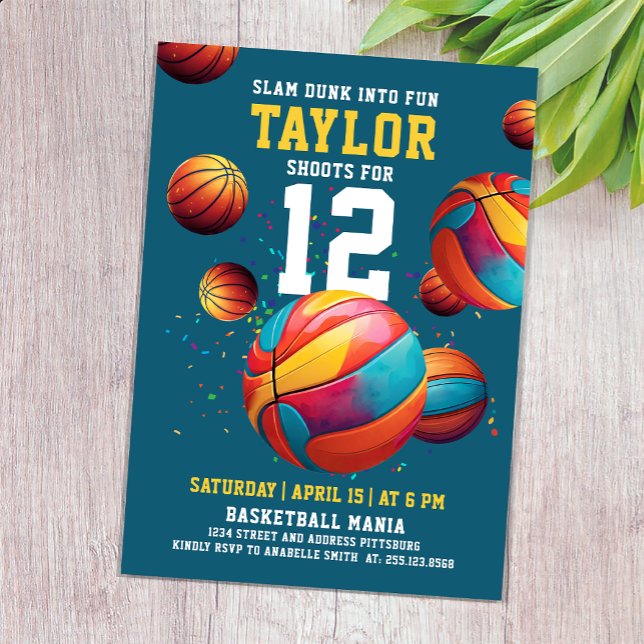 Fun Navy Blue Basketball Team Player MVP Bold Typo Invitation (Creator Uploaded)