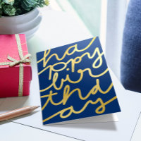 Fun Navy Blue Faux Gold Business Happy Birthday