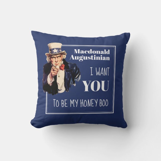 Fun Navy Blue I WANT YOU HONEY BOO Valentine Cushion (Front)