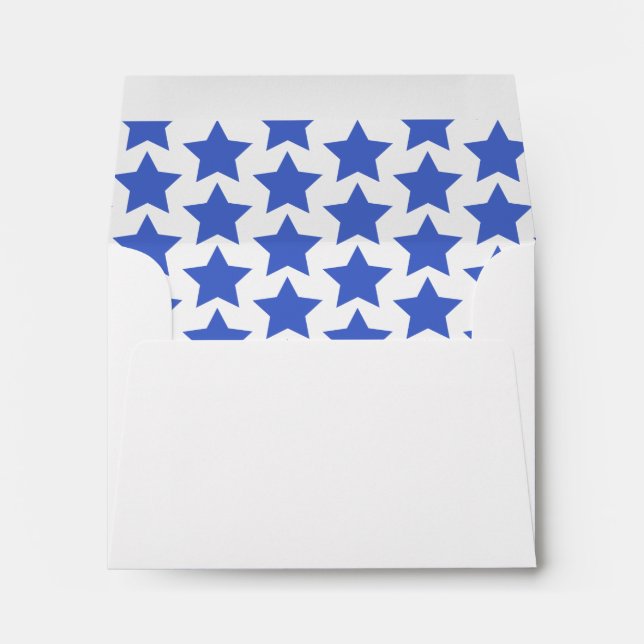 Fun Navy Blue Stars Pattern Envelope (Back (Bottom))