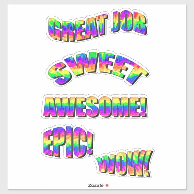 Fun Neon Encouraging Motivation Rainbow Words (Sheet)