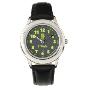 Fun Neon Green Frankenstein Custom Name Kid Watch