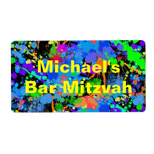 Fun Neon Paint Splatter Water Labels (Front)