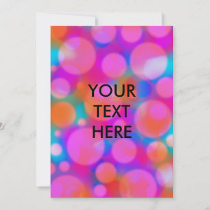 Fun Neon Polka Dot Bokeh Pattern Blank Card