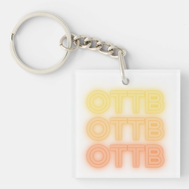 Fun Neon Retro Horse OTTB Thoroughbred Racehorse Key Ring (Front)