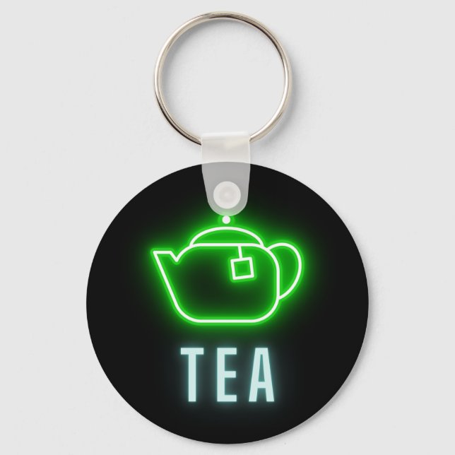 Fun Neon Teapot  Key Ring (Front)
