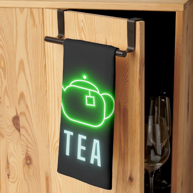 Fun Neon Teapot  Tea Towel (Thirds Fold)