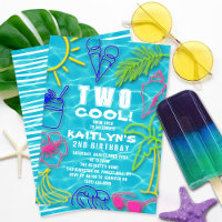 Fun Neon Two Cool Summer 2nd Birthday