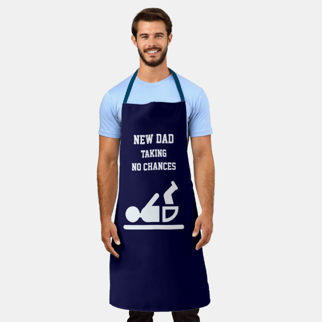 Fun NEW DAD  Diaper Duty BLUE Apron (Worn)