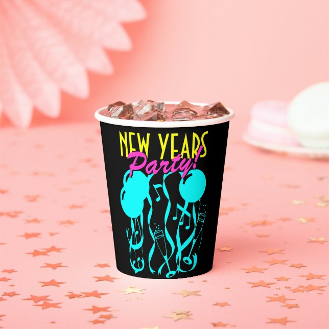 Fun New Years Eve party custom paper cups (Insitu)