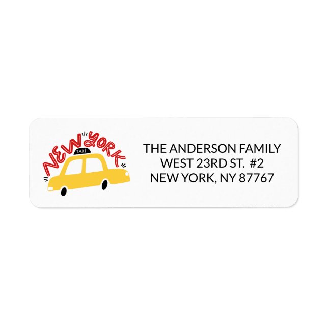 Fun New York Taxi Cab New Address Label (Front)