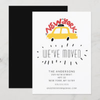 Fun New York Yellow Cab Moving Announcement Card