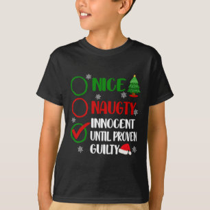 Fun Nice Naughty Innocent Christmas Xmas Adults Me T-Shirt