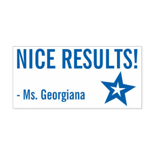 Fun "NICE RESULTS!" Tutor Rubber Stamp