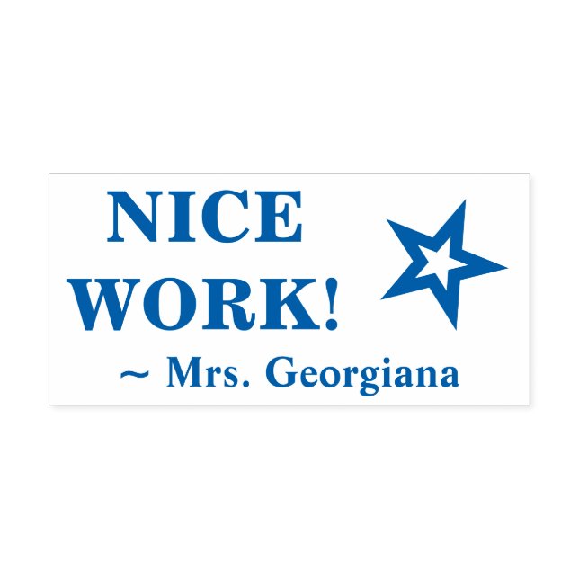 Fun "NICE WORK!" Educator Rubber Stamp (Design)