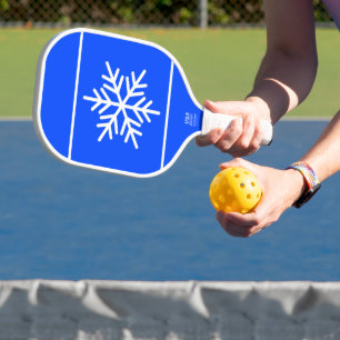 Fun Nordic Snowflake On Royal Blue White Stripes Pickleball Paddle